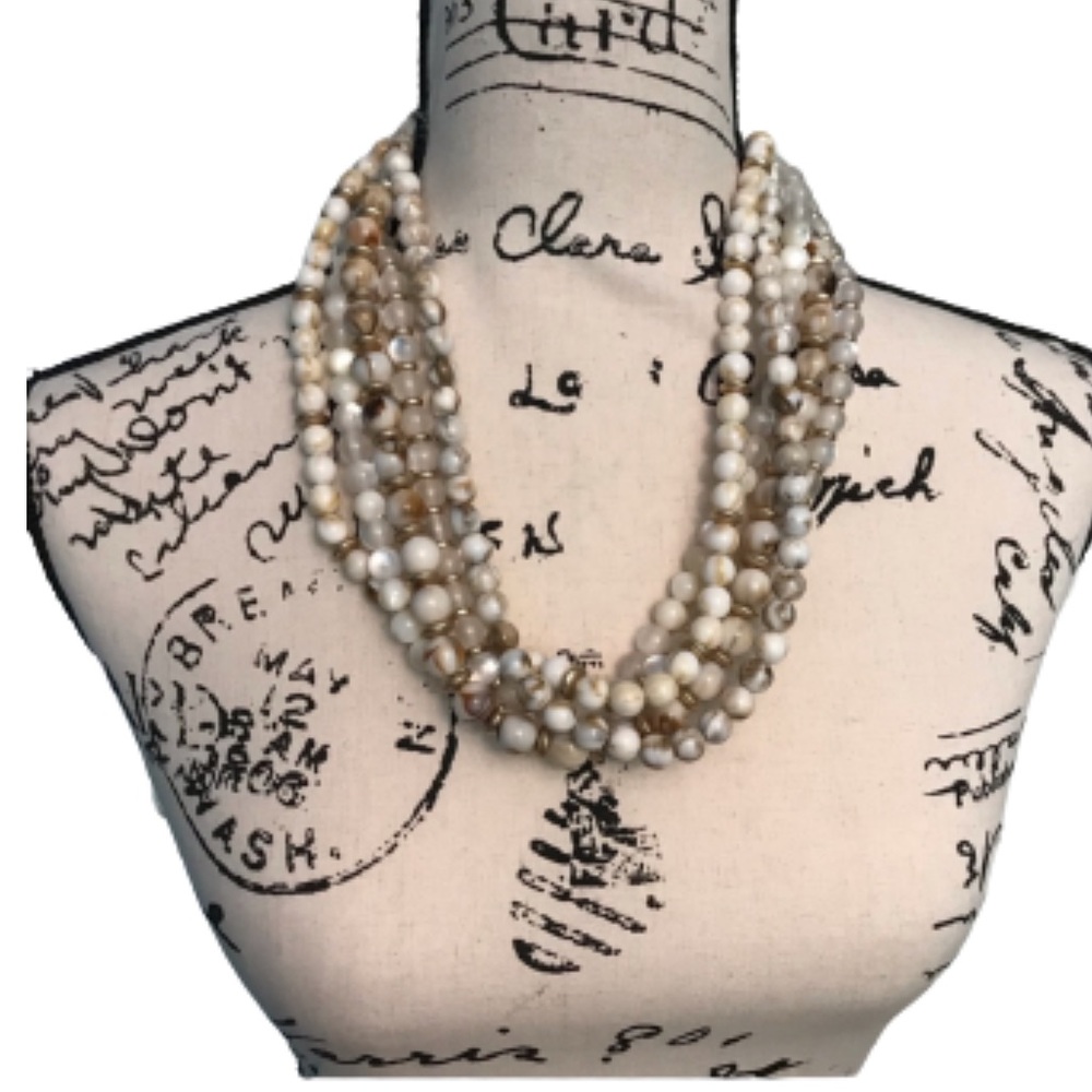 Lydell NYC multi strand bead pearl look necklace